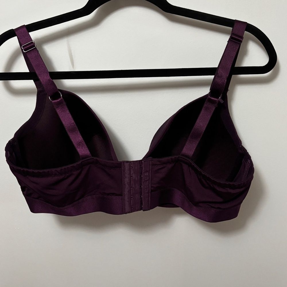Cacique 42DD Eggplant Underwire Lightly Lined Balconette 5 Rows Hook & Eye - Picture 3 of 10